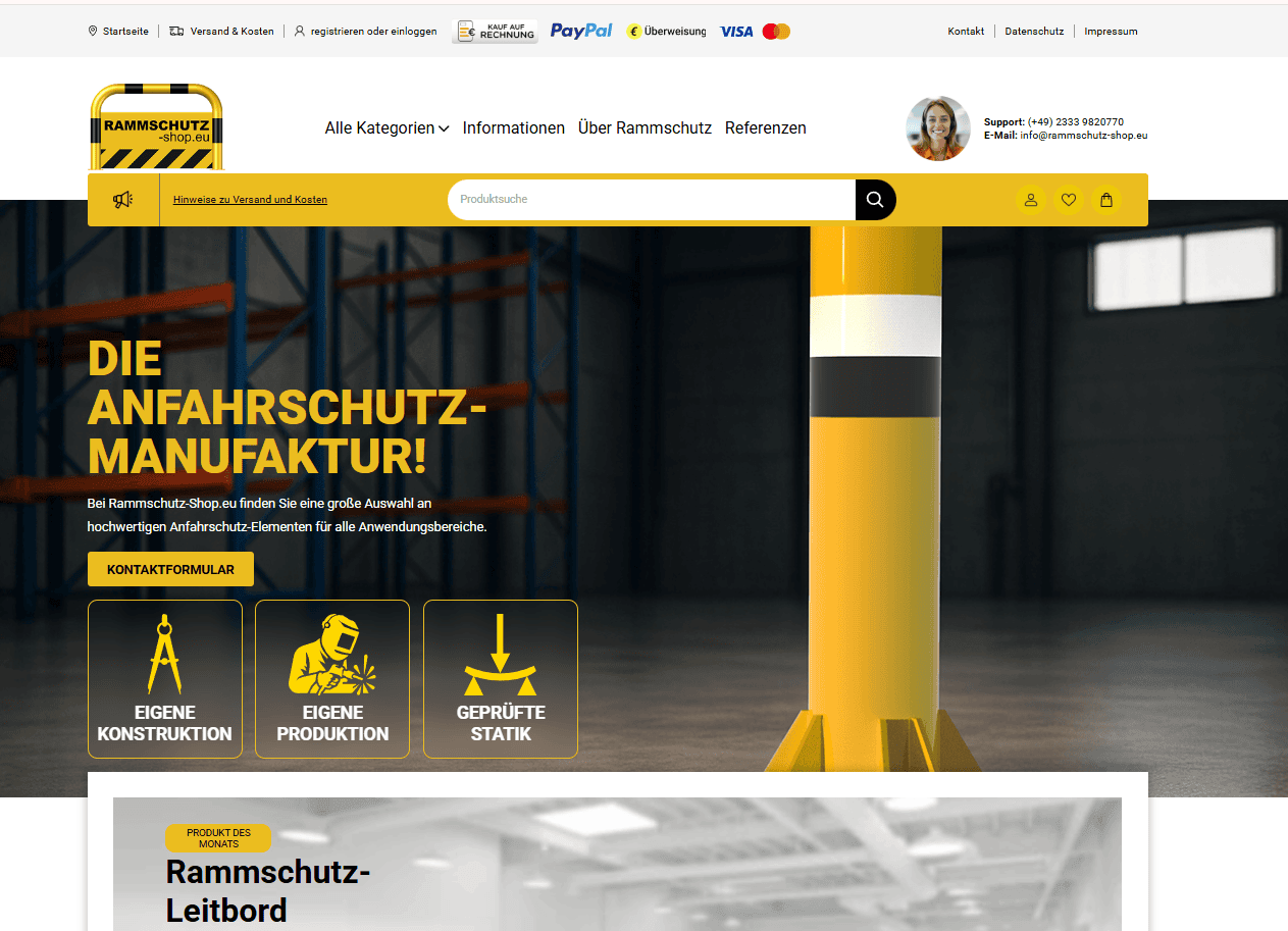 Screenshot der Rammschutz Startseite